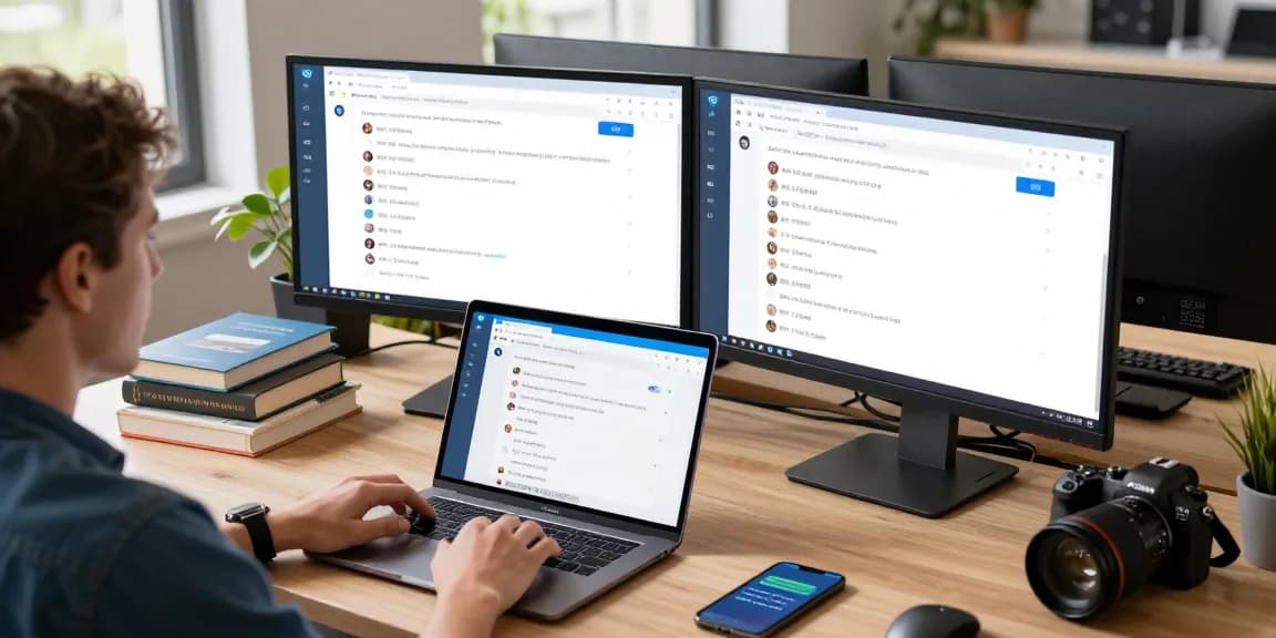 Engaging with the telegram chinese web version in a modern tech workspace.
