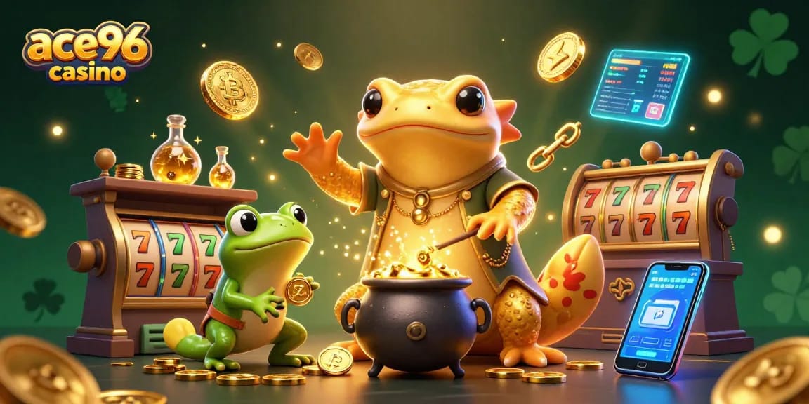 Experience the excitement of ace96 casino with a vibrant 3D fantasy scene showcasing thrilling games.