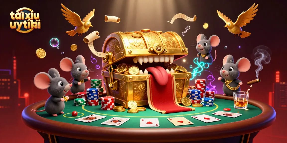 Experience the excitement of tài xỉu uy tín with the treasure chest and dynamic casino elements.