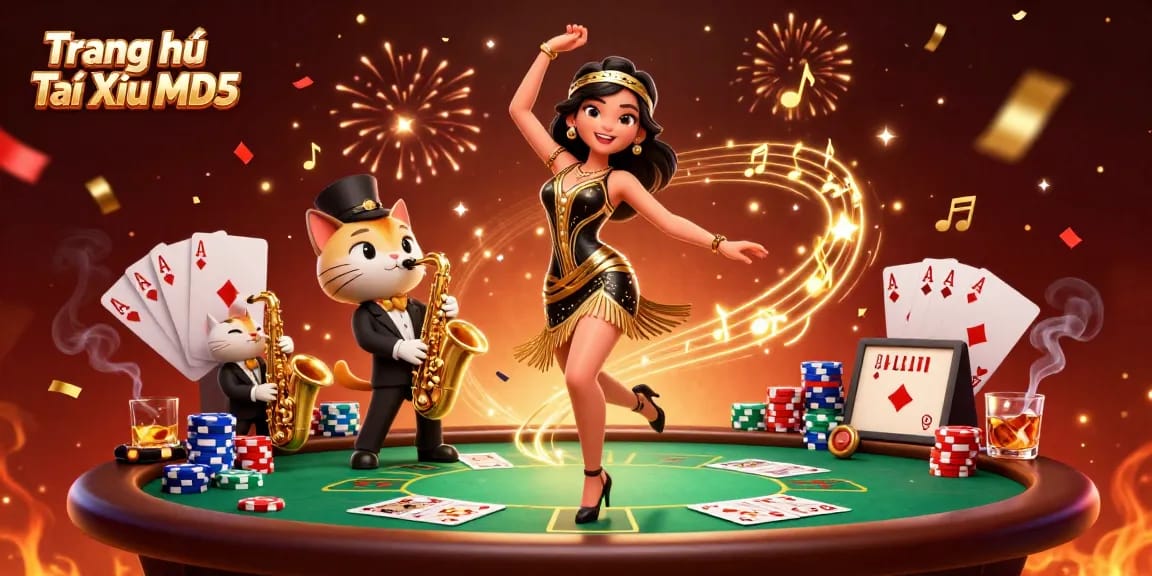 Experience the thrill of Trang chủ Tài Xỉu MD5 with vibrant casino-themed 3D illustration.