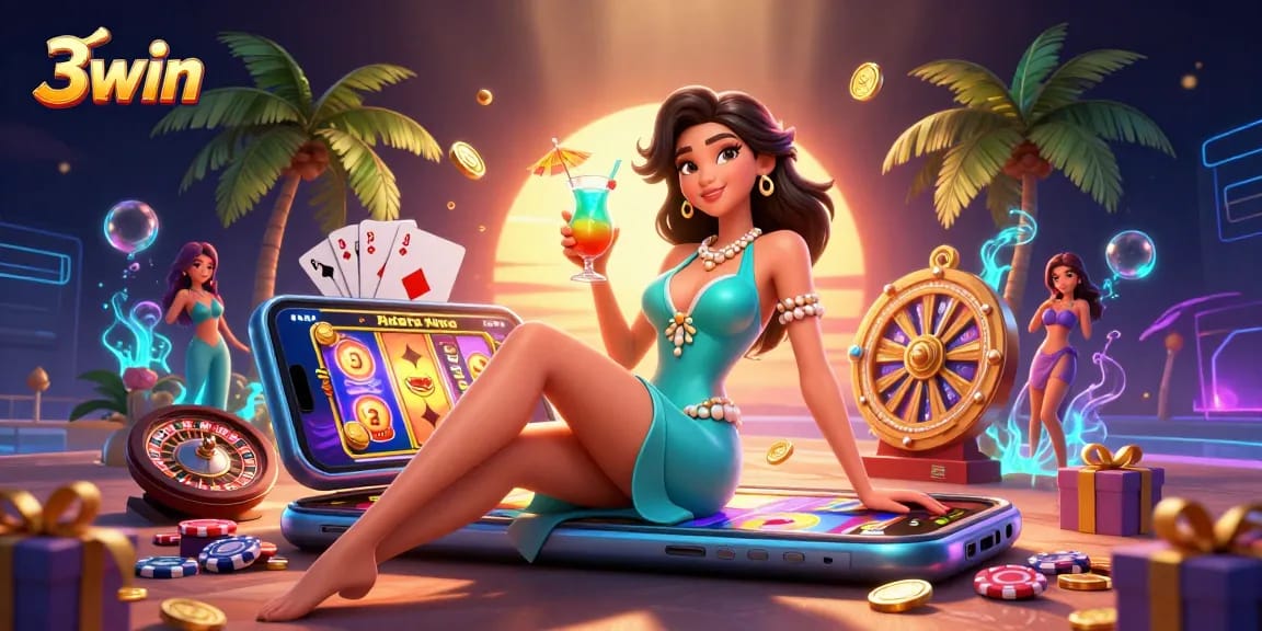 Engage with exciting 3win slot games featuring golden coins, vibrant characters, and dynamic casino elements