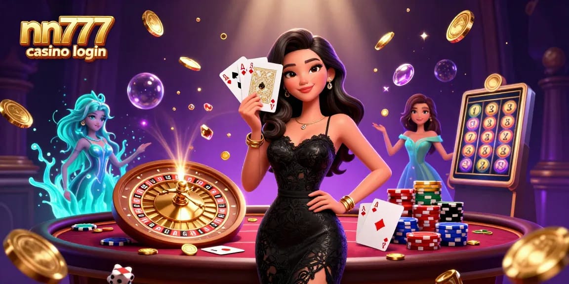Experience the thrill of nn777 casino login with vibrant casino elements and engaging characters in play.