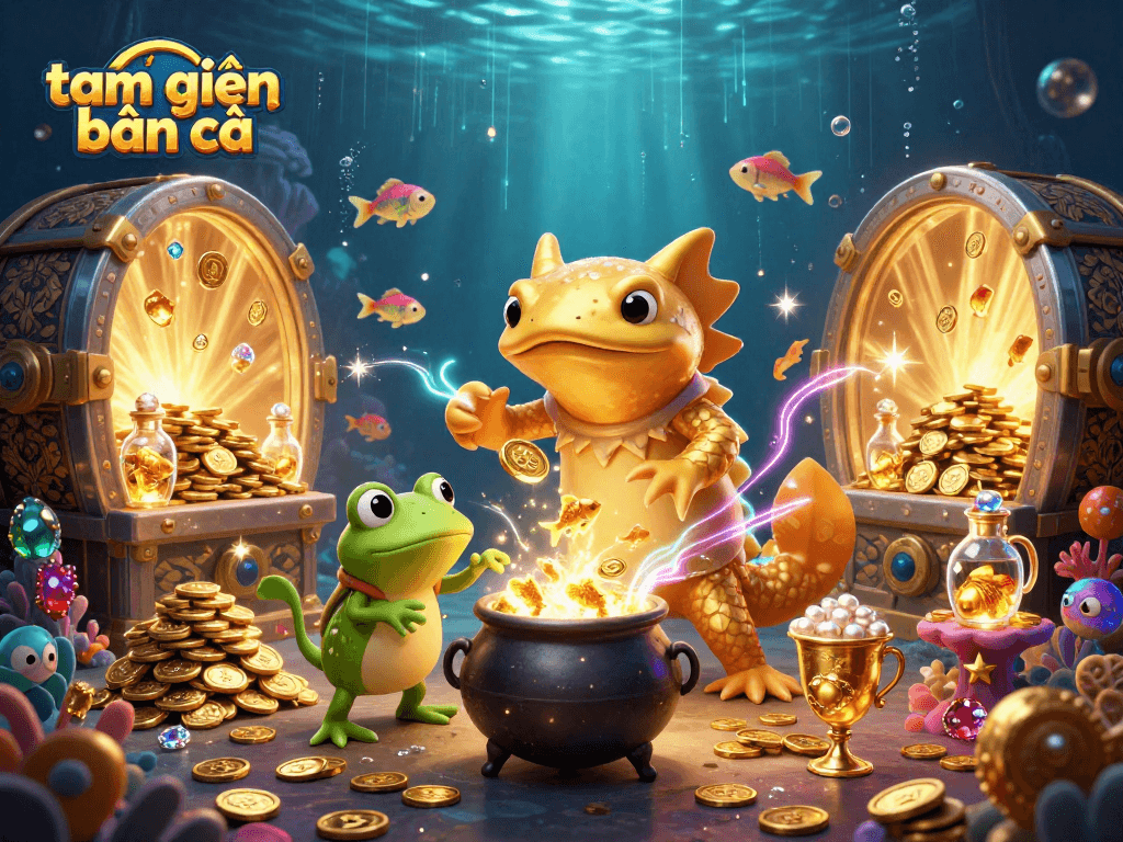 Experience tam tiên bắn cá as you shoot fish for gold coins in a vibrant underwater carnival.