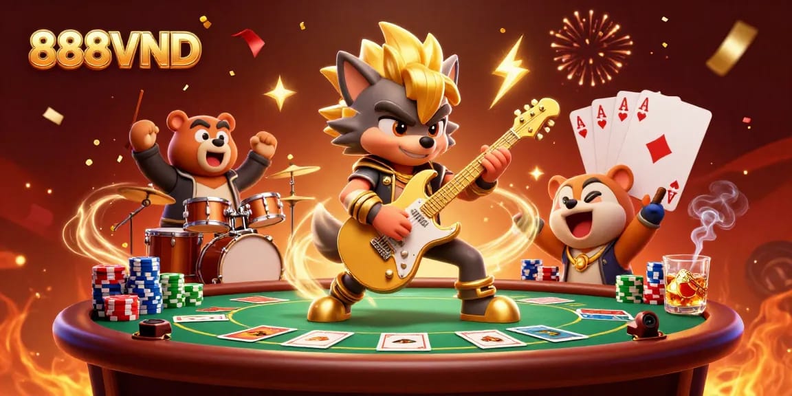 Experience the excitement of winning with 888VND in a vibrant casino illustration.