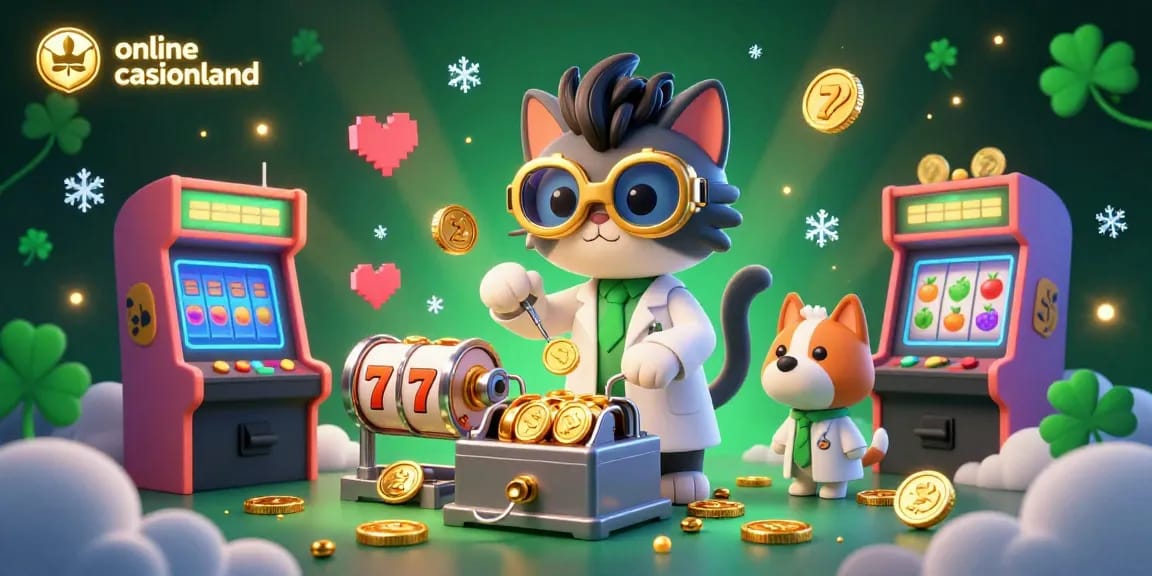 Engage with the thrilling ambiance of online casino buitenland, featuring a mad scientist cat and loyal dog in a vibrant arcade.