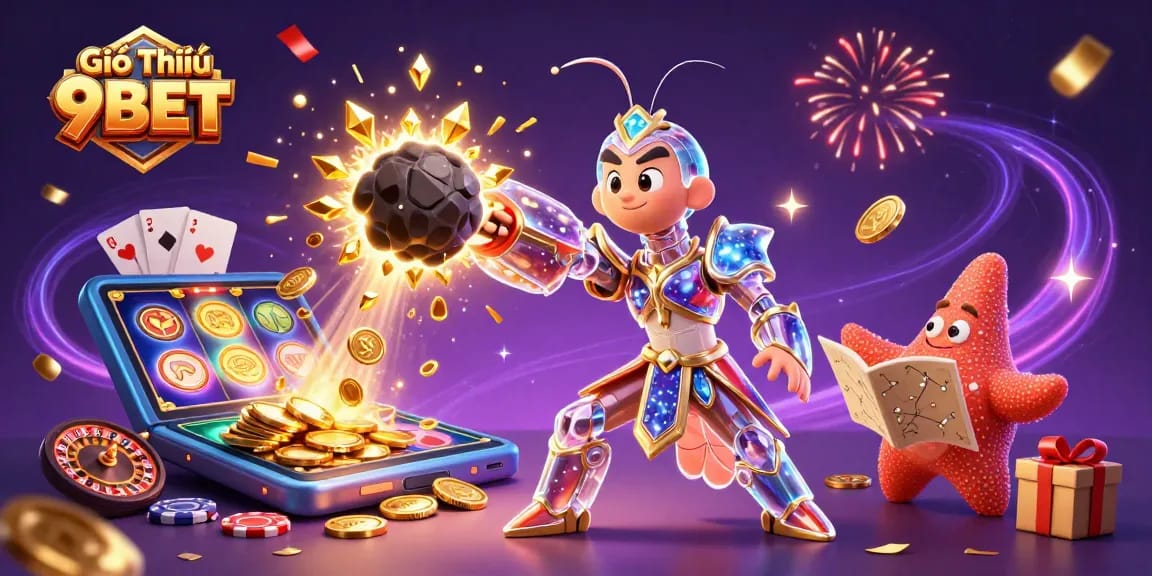 Engage with Giới Thiệu 9BET through this vibrant 3D casino illustration, showcasing dynamic gameplay and interaction.