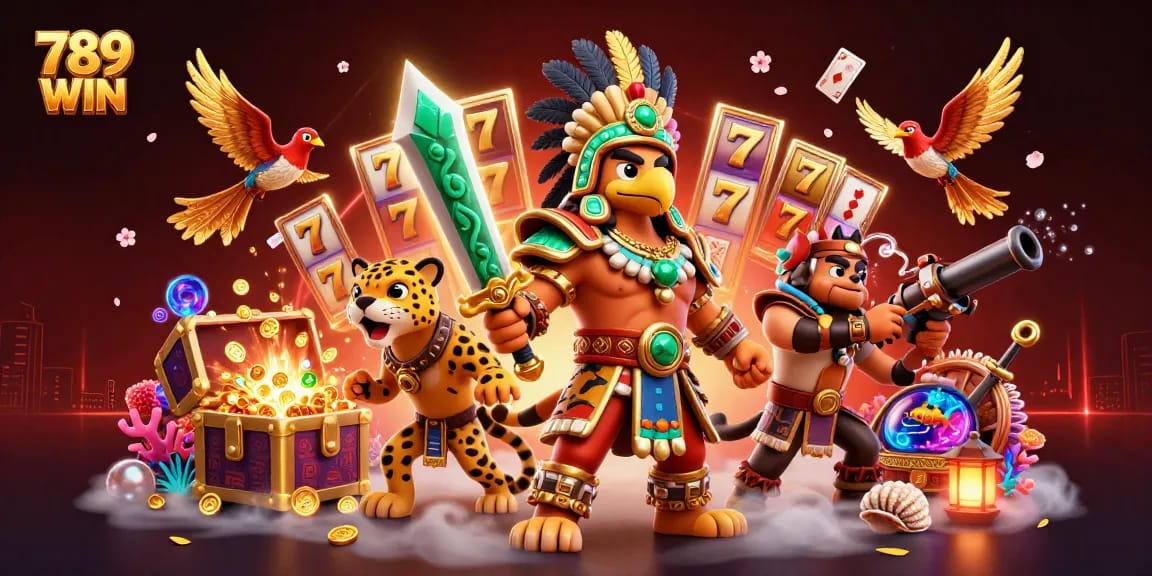 Engage with 789 WIN by exploring dynamic slots and jackpot excitement in a vibrant casino scene.