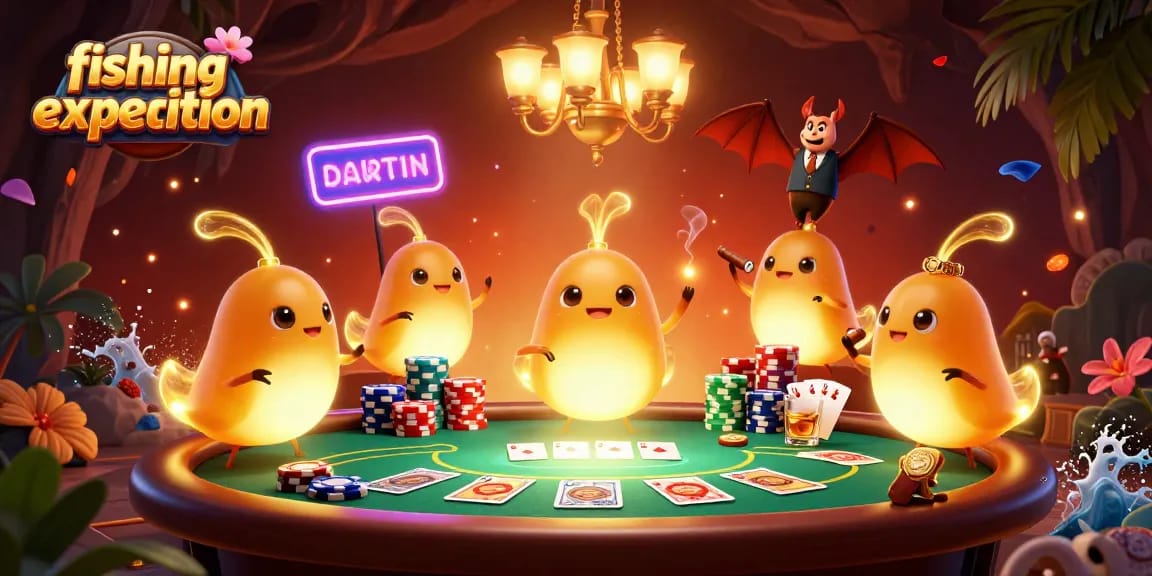 Engage with the fishing expedition theme as glowworms light up a cave casino in vibrant detail.