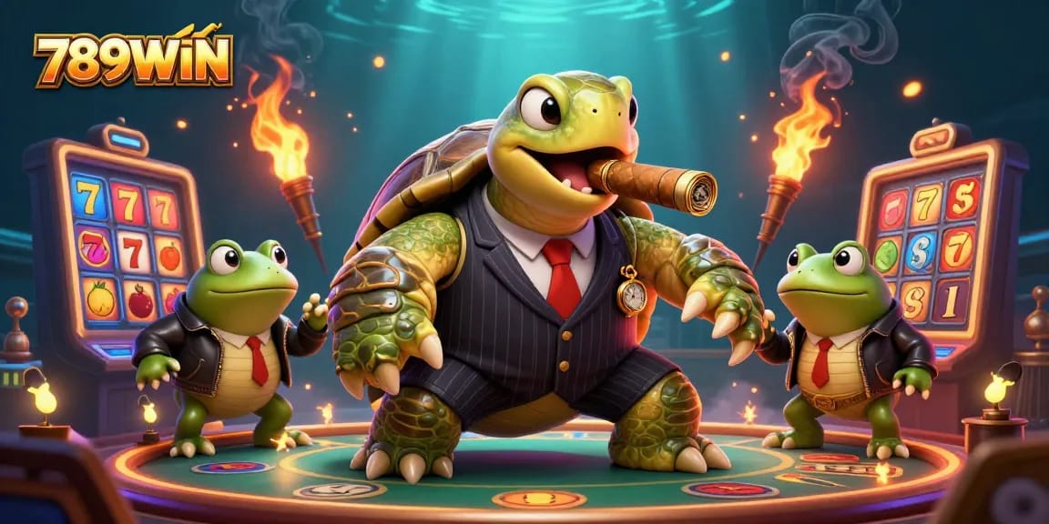 Engage in thrilling slots and jackpot action with 789WIN's vibrant casino scene featuring dynamic 3D characters.
