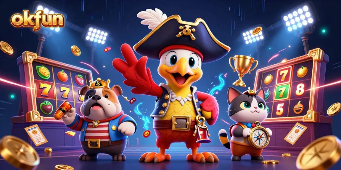 Engage with okfun's vibrant slot games featuring thrilling 3D characters, lively elements, and dynamic action.