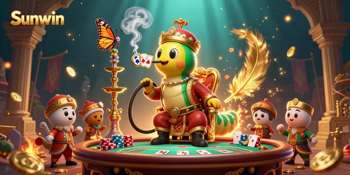 Win big at Sunwin with immersive casino games featuring vibrant characters and poker elements.
