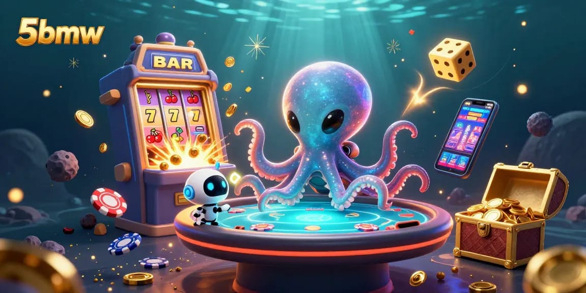 Experience thrilling gameplay with 5bmw as the alien octopus and robot bring vibrant casino excitement to life.