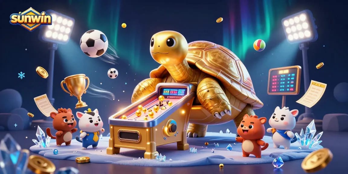 Experience thrilling wins at sunwin with an exciting casino scene of playful characters and vibrant game elements.
