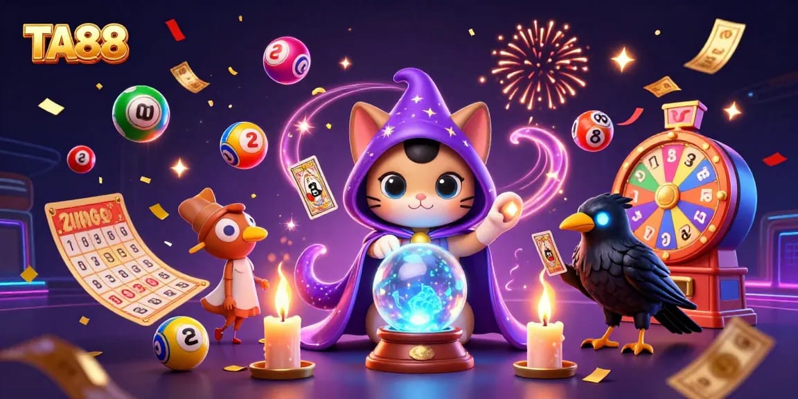 TA88 brings luck with a vibrant scene of fortune tellers and gaming elements.