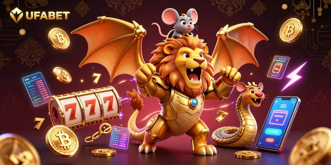 Experience the thrill of UFABET with dynamic slot action and stunning visuals in this vibrant scene.