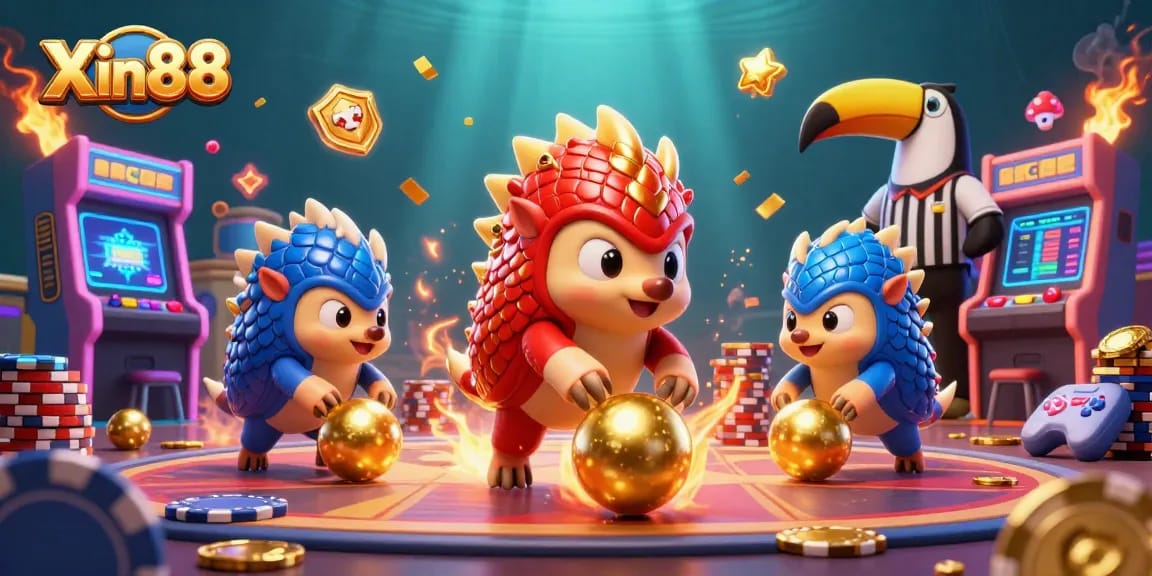 Engage with Xin88's thrilling casino experience featuring colorful pangolins and dazzling game elements.