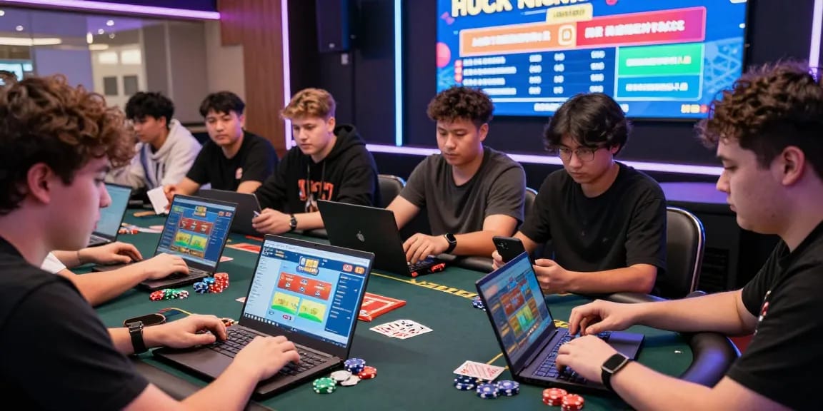 LUCK8 dynamic online betting scene with players engaging in colorful gaming activities and excitement.