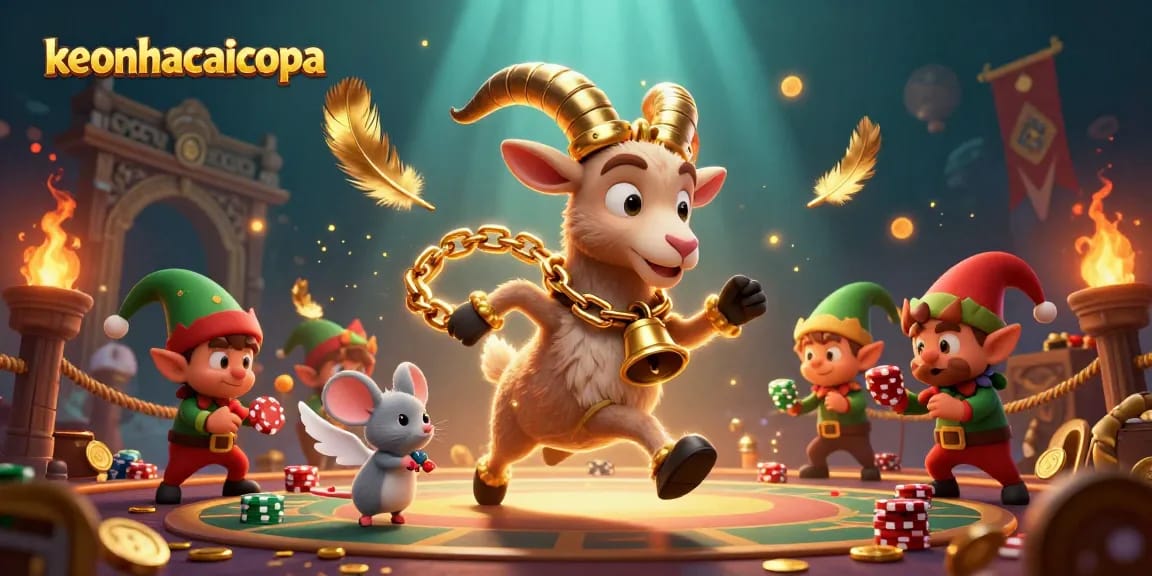 Win big at keonhacaicopa's vibrant casino with Krampus, angel mouse, and playful gremlins!