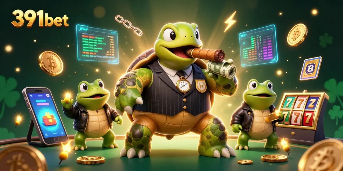 Win big at 391bet with 3D cartoon characters celebrating on a vibrant casino floor.