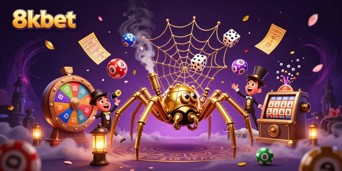 Win big with 8xbet in a vibrant 3D illustration showcasing an engaging casino environment filled with chances.