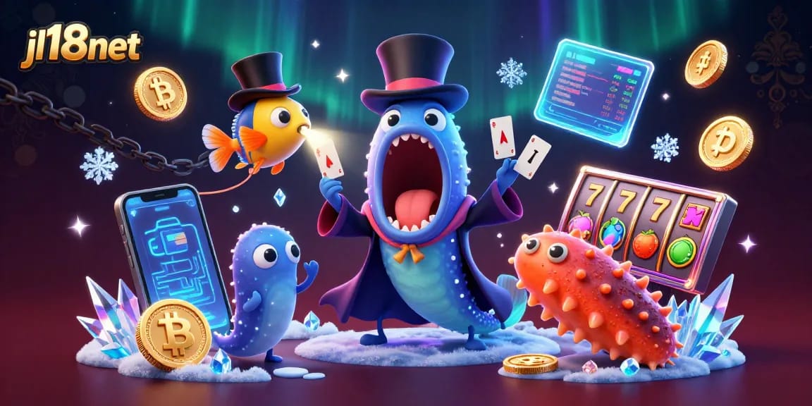 Experience exciting gaming with jl18net's underwater casino magic featuring vibrant characters and crypto elements.