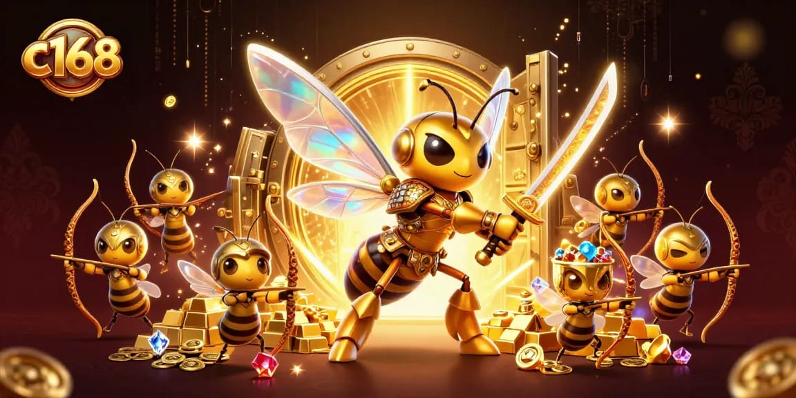 C168 offers thrilling casino actions with golden hornet samurai amidst treasure and dynamic gaming elements.