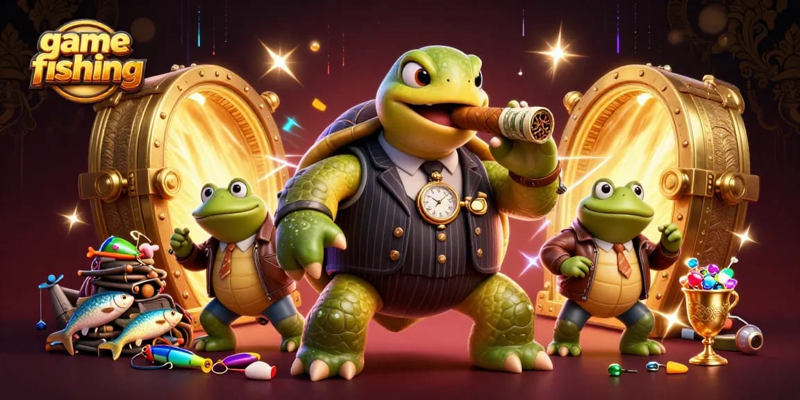 Engage in thrilling game fishing action with a mobster turtle, bullfrog enforcers, and treasures.