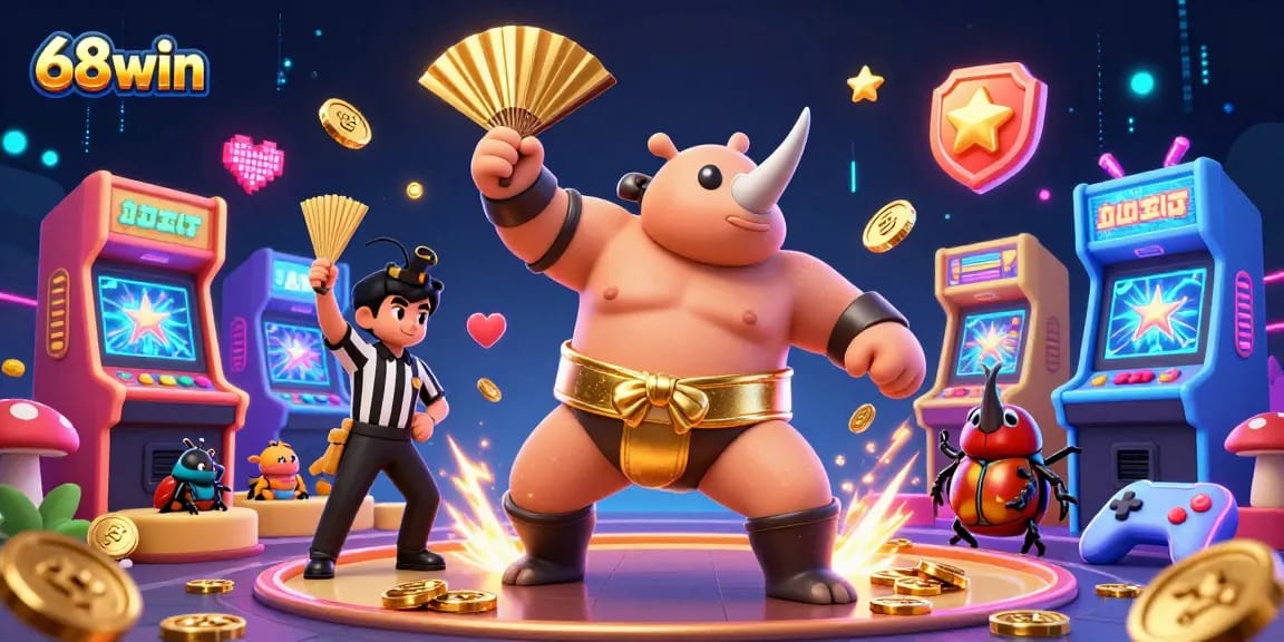 Experience dynamic gameplay at 68win with a thrilling casino illustration featuring key characters and vibrant gaming elements.