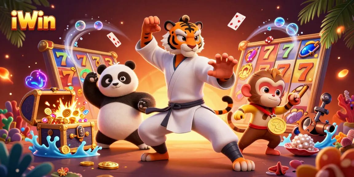 Win big with iWin's vibrant scenes featuring fun characters and thrilling slot games.