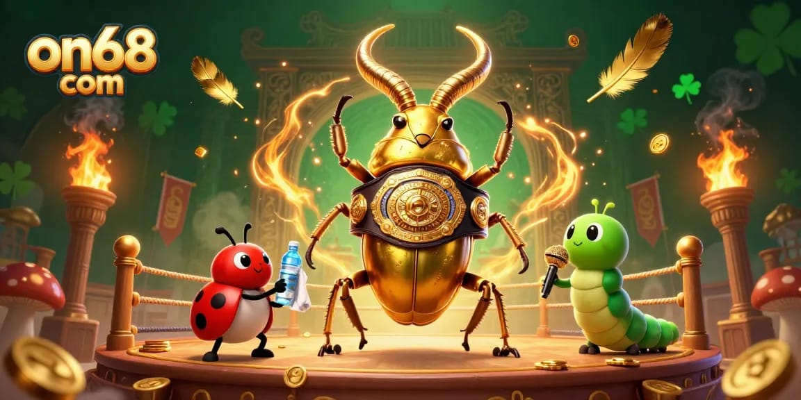 Engage with the vibrant casino scene on68 com, featuring a golden stag beetle and ladybug in action.