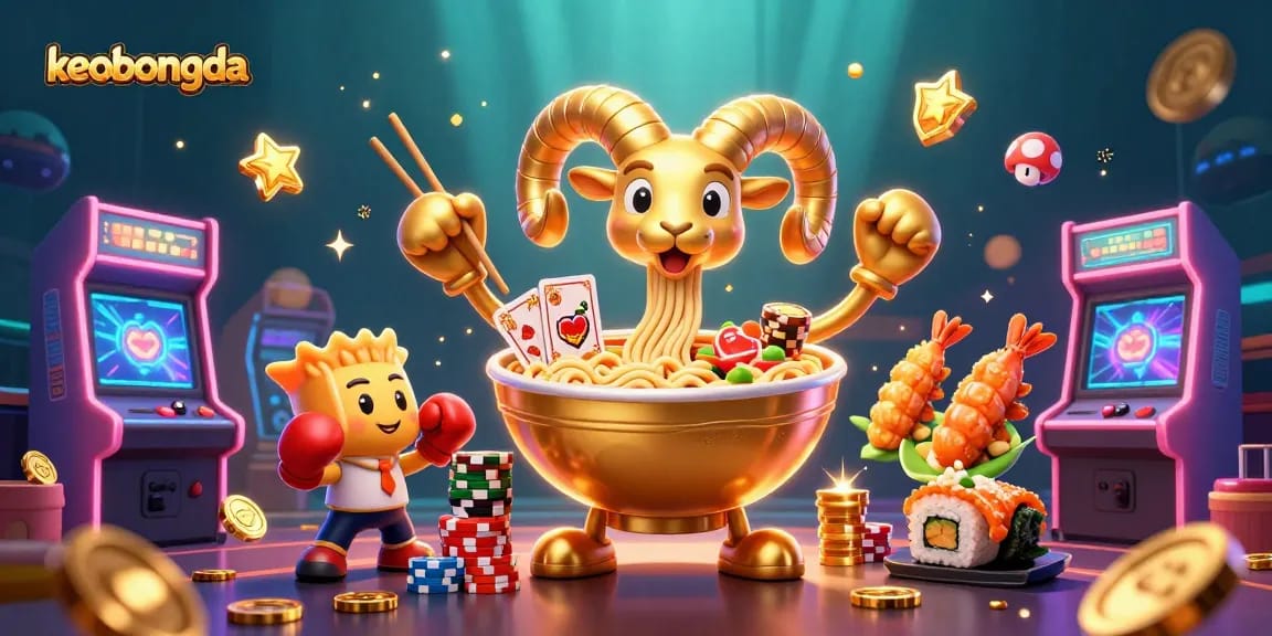 Engage with keobongda's thrilling betting environment highlighted by colorful casino-themed characters.