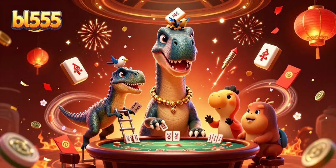 Experience thrilling gameplay at bl555 with dynamic 3D characters and festive casino elements.