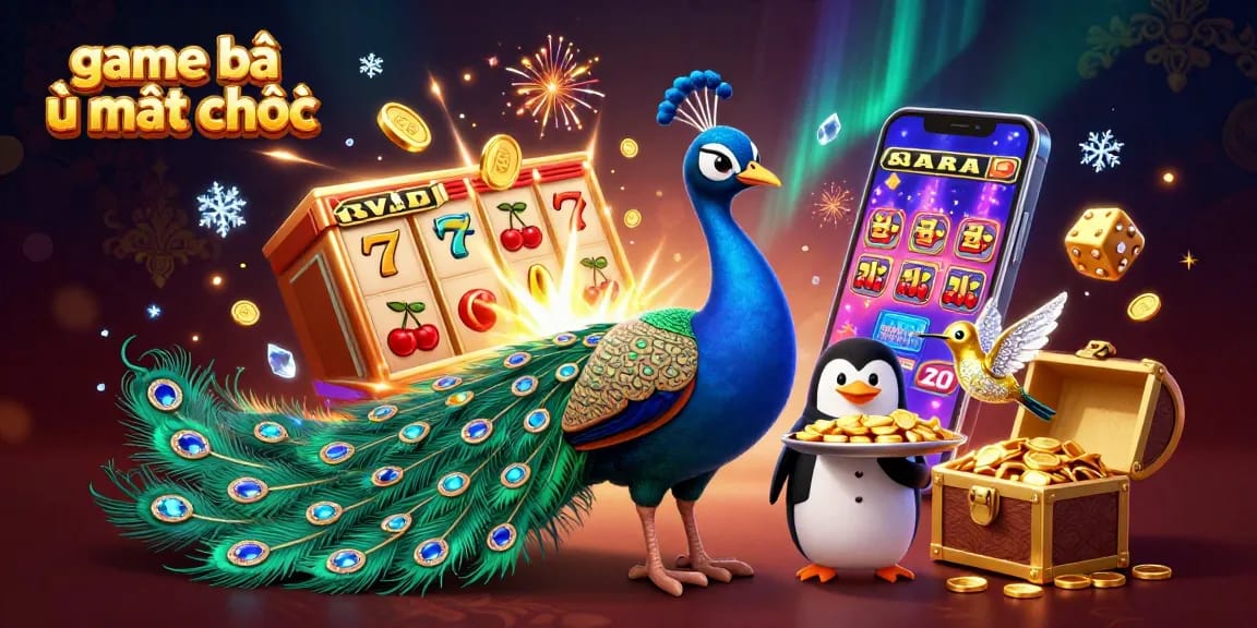 Experience the excitement of game bài ù mạt chược with vibrant symbols and characters in this captivating casino scene.