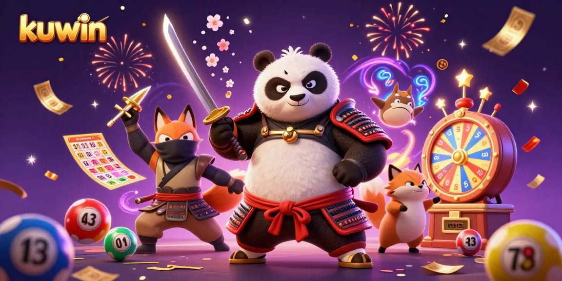 Kuwin showcases a powerful concept with vibrant characters and exciting game elements depicting engaging online gambling.