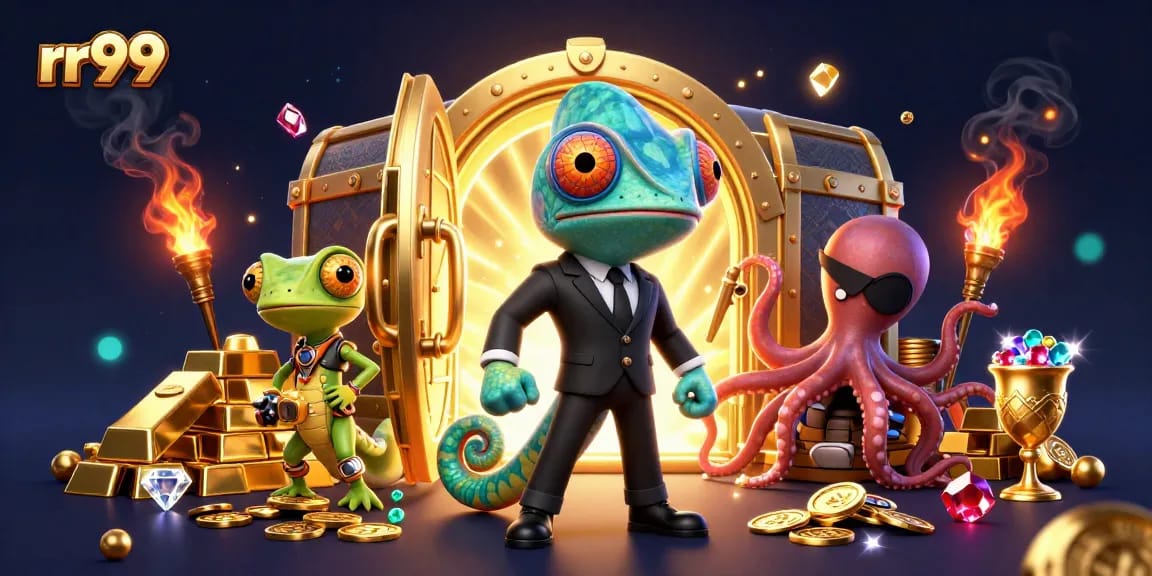 Engage in thrilling gaming adventures with rr99 as colorful characters navigate golden treasures.