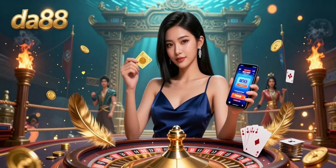 Experience thrilling action with da88's sophisticated casino features in this stunning 3D rendering.