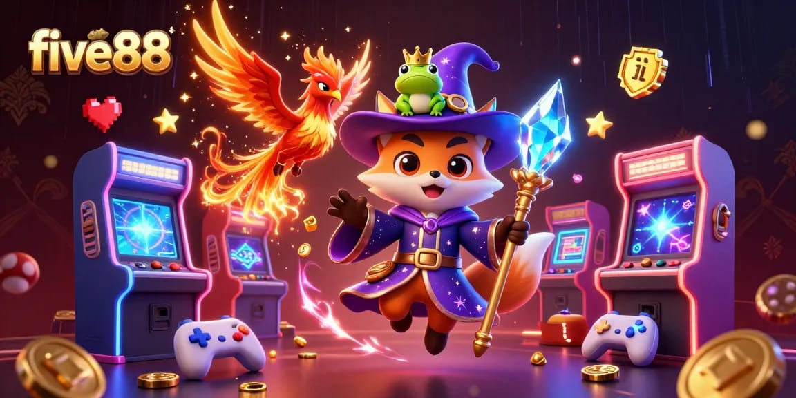 Experience thrilling gaming action at five88 with vibrant 3D characters and arcade elements.