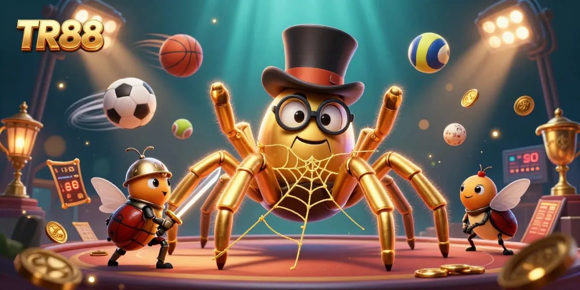 TR88 players win big in a vibrant casino scene with dynamic characters and sparkling gaming elements.