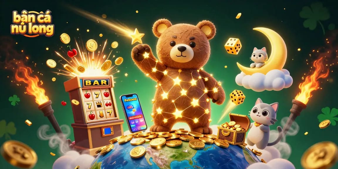 Experience the excitement of bắn cá ngũ long with a vibrant 3D scene filled with action and casino elements.