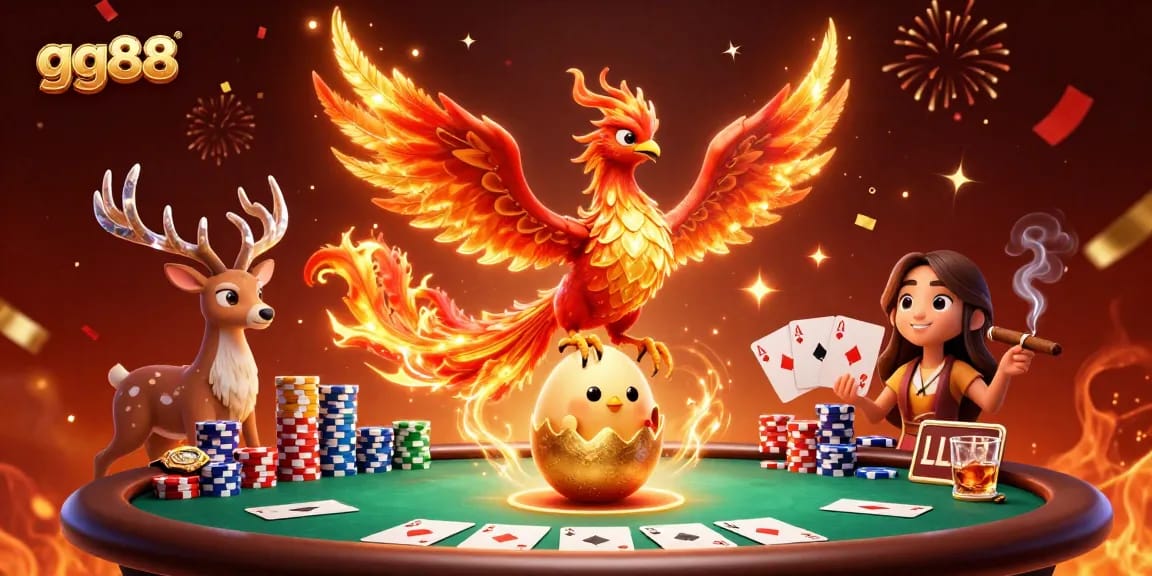 Engage in thrilling games at gg88 as the fiery phoenix symbolizes fortune and excitement.
