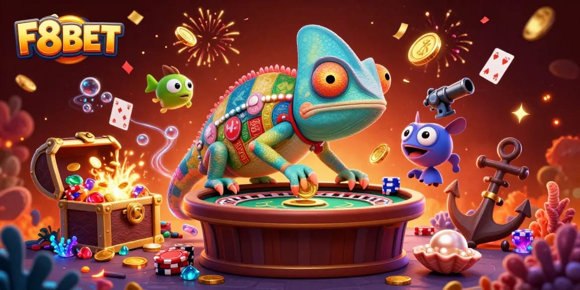 Experience thrilling gameplay with F8BET, where a vibrant chameleon owner brings excitement to the casino world.
