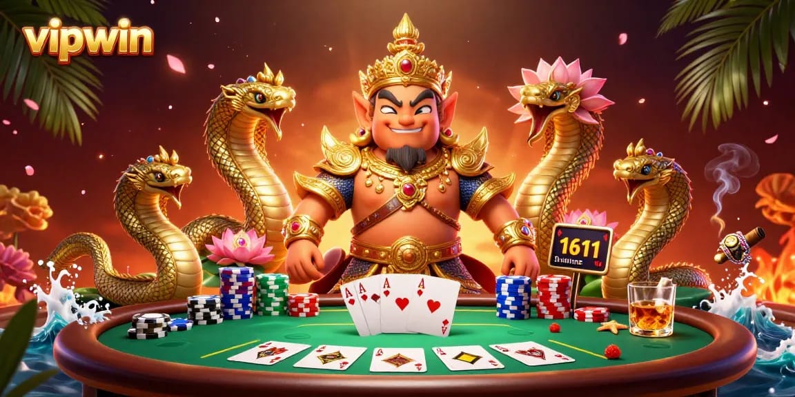 Experience exciting gameplay at vipwin with colorful poker elements and vibrant characters.