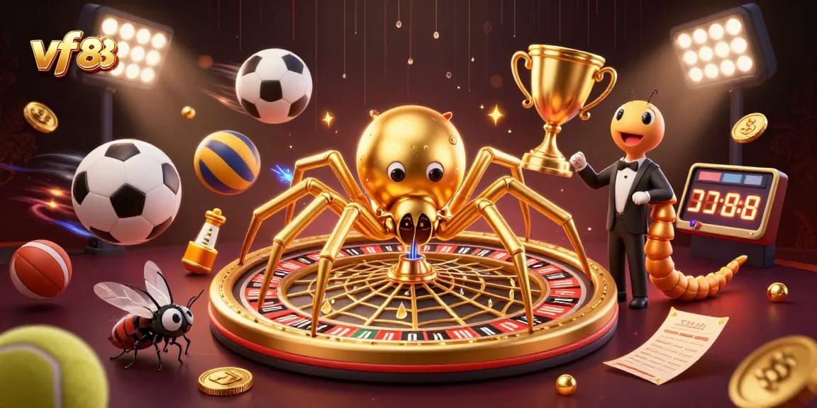 VFF88 offers an immersive sports betting experience with vibrant illustrated characters and gaming elements.
