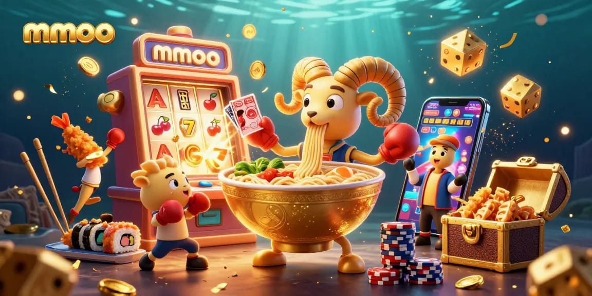 Engage with mmoo's exciting jackpot scene featuring dynamic slot games and vibrant casino characters.