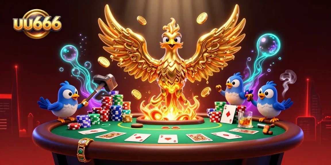 uu666 offers thrilling gaming action with a molten gold phoenix and poker elements