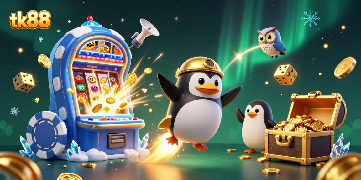 Experience thrilling wins at tk88 with vibrant slot machines and golden rewards bursting around you.