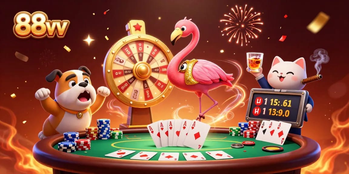 Experience thrilling gameplay with 88vv's exciting prize wheel and competitive card action.