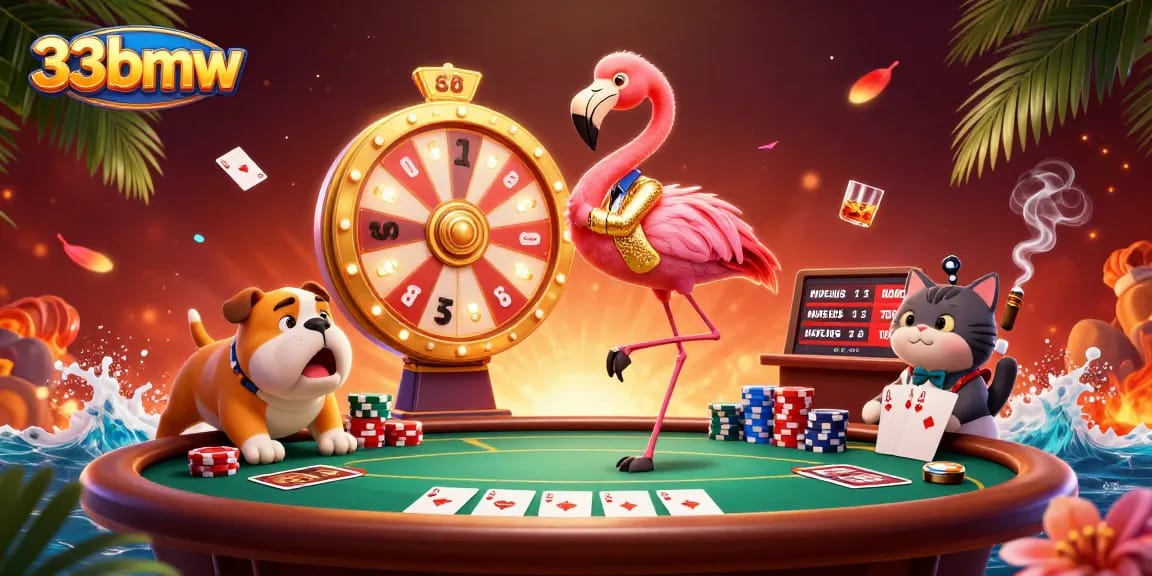 Experience vibrant excitement at 33bmw as a lively game show scene unfolds with lively characters and thrilling gambling elements.