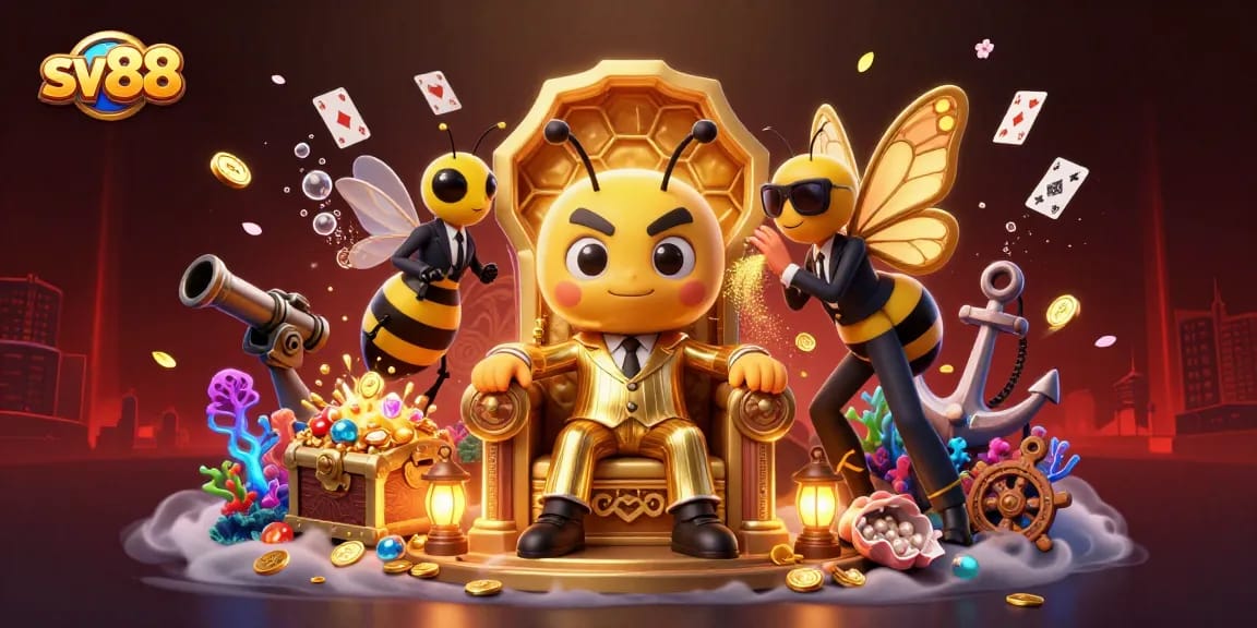 sv88 showcases a vibrant casino scene with characters and dynamic gaming elements, illustrating thrilling action.