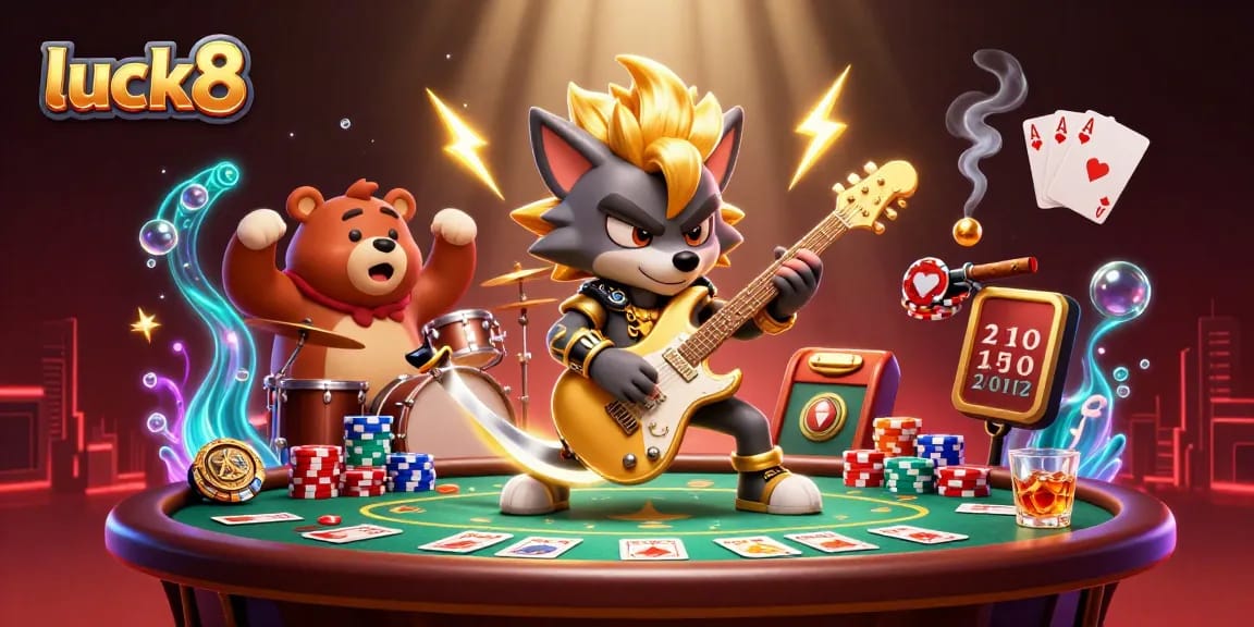 Experience thrilling gameplay at luck8 with vibrant casino action featuring poker tables and characters.